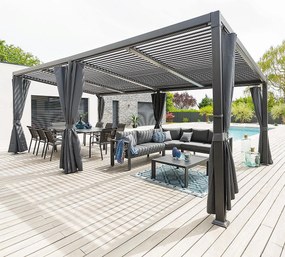 DEOKORK Záhradný hliníkový altánok LUXURY 6x3,5 m (grafit)