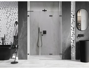 Mexen Lunar-F, L pravé sklápacie sprchové dvere 150 cm, 8mm číre sklo, brúsený grafit profil, 836SL-150-050-66-00-P