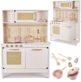KIK Detská drevená retro kuchynka z MDF s doplnkami BOHO