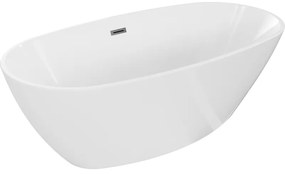 Mexen Eris, voľne stojaca vaňa 155 x 80 cm, biela, brúsený grafit prepad, 53441558000-95