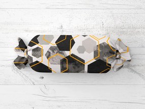 Biante Vankúš valec bonbon Sandra SA-482 Sivo-čierne mramorové hexagóny 15x100 cm