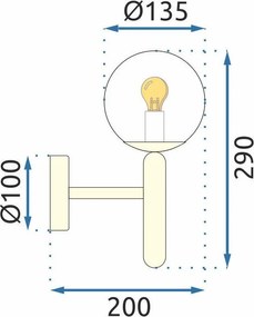 Toolight - Nástenná lampa KINKIET APP894-1W, zlatá, OSW-06889