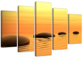Obraz na plátně pětidílný Zen Spa Kameny Voda Žlutá - 100x70 cm