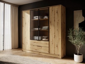 Šatníková skriňa Kelly 4D RM s policami 206 cm dub artisan