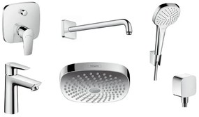 Set horná/hlavová sprcha Hansgrohe Select 26524400, podomietková vaňová-sprchová batéria Hansgrohe Talis E 71745000, 71710000, 27446000, 26425400, 26457000