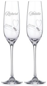 Svadobné poháre na sekt Diamante Romance, 2 ks