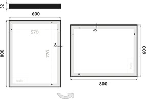 Nimco Čierne LED zrkadlo 600x800 - ZPC 13002-90