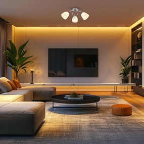 Stropné svietidlo Pireus, 3x biele sklenené tienidlo, ch