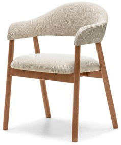 Čalúnená jedálenská stolička Sorento z masívu bouclé béžová/orech