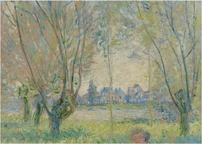 Sklenený obraz - Claude Monet, Woman Seated under the Willows, reprodukcia (70x50 cm)