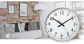 Nedis CLWA016PC38AL - Nástenné hodiny pr. 38 cm 1xAA biela