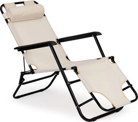 Ležadlo s opierkou hlavy, skladacia konštrukcia, béžové