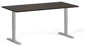 Výškovo nastaviteľný stôl, 2 motory, 745 - 1215 mm, doska 1600 x 800 mm, sivá podnož, wenge