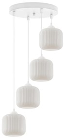 Závesné svietidlo Riffle, 4x biele sklenené tienidlo, w, o