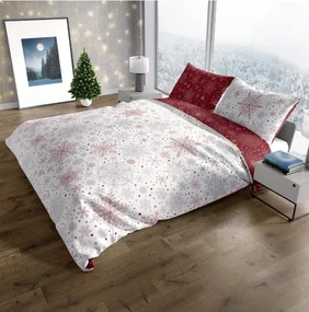 Francúzske bavlnené DELUXE obliečky SNOWFLAKE 200x220cm so zipsom