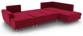 Červená zamatová rozkladacia/s úložným priestorom rohová pohovka (pravý roh/do "U") Kyoto – Cosmopolitan Design