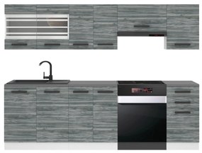 Kuchynská linka Belini Premium Full Version 240 cm šedý antracit Glamour Wood s pracovnou doskou  LILY