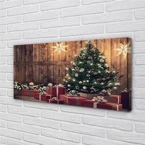 Obraz na plátne Darčeky Vianočný strom dekorácie dosky 125x50 cm
