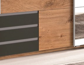 Šatníková skriňa Emden,179 cm, doskový dub/grafit