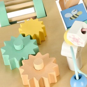 KIK LULILO LUDO drevený Montessori manipulačný stolík 2v1, mätová farba