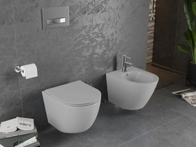 Mexen Lena WC misa Rimless s WC doskou slim, duroplast, svetlo-šedá matná, 30224061