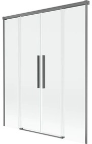 Mexen Rox, 2-krídlová posuvná vaňová zástena 150 x 150 cm, 8mm číre sklo, grafitový profil, 8C9-150-002-95-00