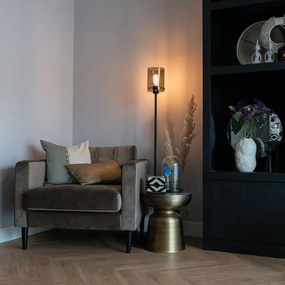 Dizajnová stojaca lampa čierna s dymovým sklom - Dome