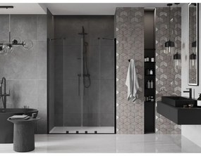 Mexen Velar Duo, posuvné dvere do otvoru 140x200 cm, 8mm číre sklo, čierna, 871-140-000-02-70