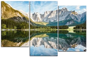Obraz na plátne - Alpské štíty odrážajúce sa v pokojnom jazere 1157D (105x70 cm)