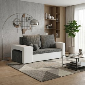 Rozkladacia pohovka MILAN 2 + 2 taburety Sivá/biela