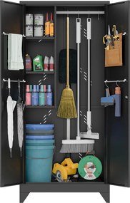 Kovová viacúčelová skriňa, 1930 x 860 x 420 mm, čierna