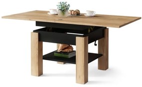 Rozkladací konferenčný/jedálenský stôl so zvíhacou doskou CALEB dub craft/čierna