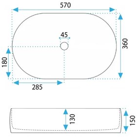 REA-U0600 - Umývadlo na dosku ALMA 36x57 cm keramika/lesklá biela