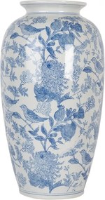 Keramická váza s modrými kvetmi a vtáčikmi Pointea - Ø 19*37 cm