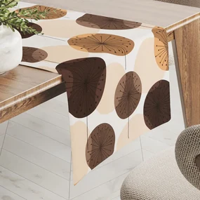 Biante Bavlnený behúň na stôl Sandra SA-488 Hnedo-béžové designové púpavy 35x160 cm