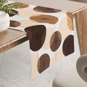 Biante Bavlnený behúň na stôl Sandra SA-488 Hnedo-béžové designové púpavy 45x140 cm