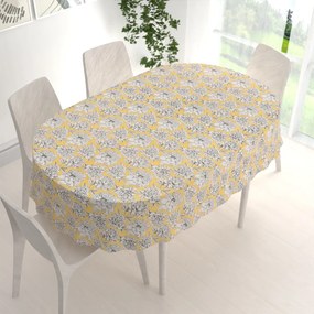 Biante Bavlnený oválny obrus Sandra SA-510 Pivonky na žltom 120x180 cm