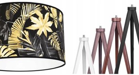 Stojacia lampa Gold Flowers, 1x čierne textilné tienidlo s kvetinovým vzorom, (výber zo 4 farieb konštrukcie), (fi 35cm)