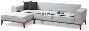 Rohová rozkladacia pohovka Montana, 288 x 160 cm, ľavá, svetlosivá