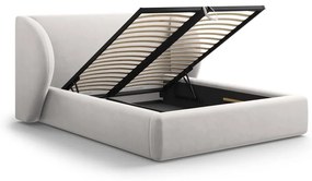 Svetlosivá čalúnená dvojlôžková posteľ s úložným priestorom s roštom 200x200 cm Miley – Micadoni Home