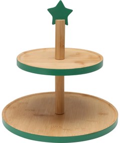Bambusový etažér na cukroví 2 poschodia, zelená