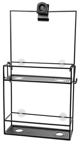 Čierna závesná oceľová kúpeľňová polička Cubiko - Umbra