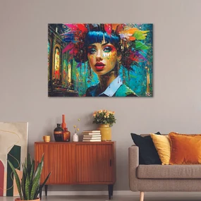 Gario Obraz na plátne Abstraktná farebná žena Rozmery: 60 x 40 cm