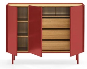 Červená nízka komoda v dekore duba 110x85 cm Arista – Teulat