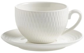 Biely porcelánový hrnček s tanierikom Maxwell &amp; Williams Diamonds, 100 ml