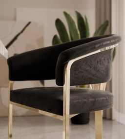 Jedálenská stolička KARMA čierna + zlatý podstavec