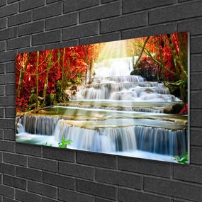 Skleneny obraz Vodopád príroda les 140x70 cm
