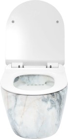 REA - Carlos Granit Shiny Rimless závesná WC misa vrátane sedátka, imitácia kameňa, REA-C8002