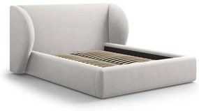 Svetlosivá čalúnená dvojlôžková posteľ s úložným priestorom s roštom 200x200 cm Miley – Micadoni Home