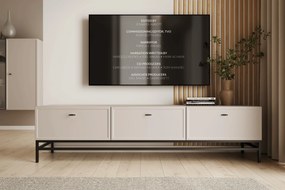 TV stolík Lorini 200 cm na stojane – kašmírová / čierna / úchytky T